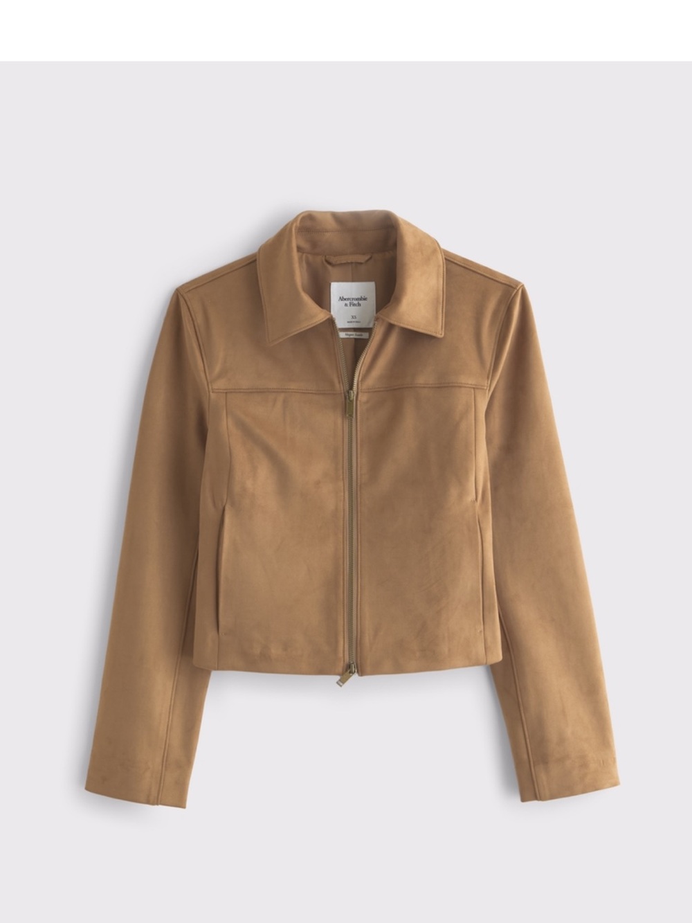 NWT | Abercrombie Slim Zip Vegan Suede Jacket | Brown | Size Small